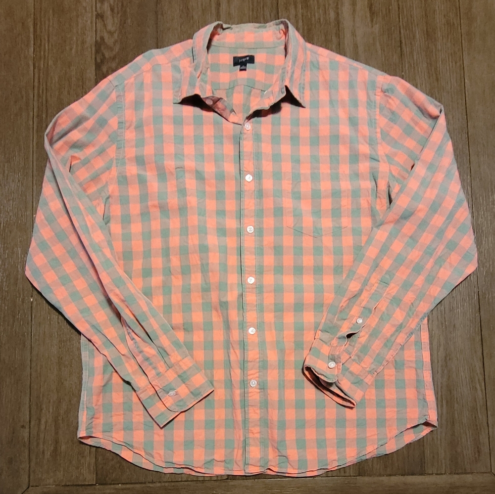 J. Crew Button Down Shirt Mens Size XL  Gingham Plaid
